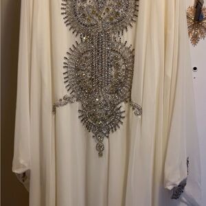 Elegant Cream Dress with Silver Embellishments